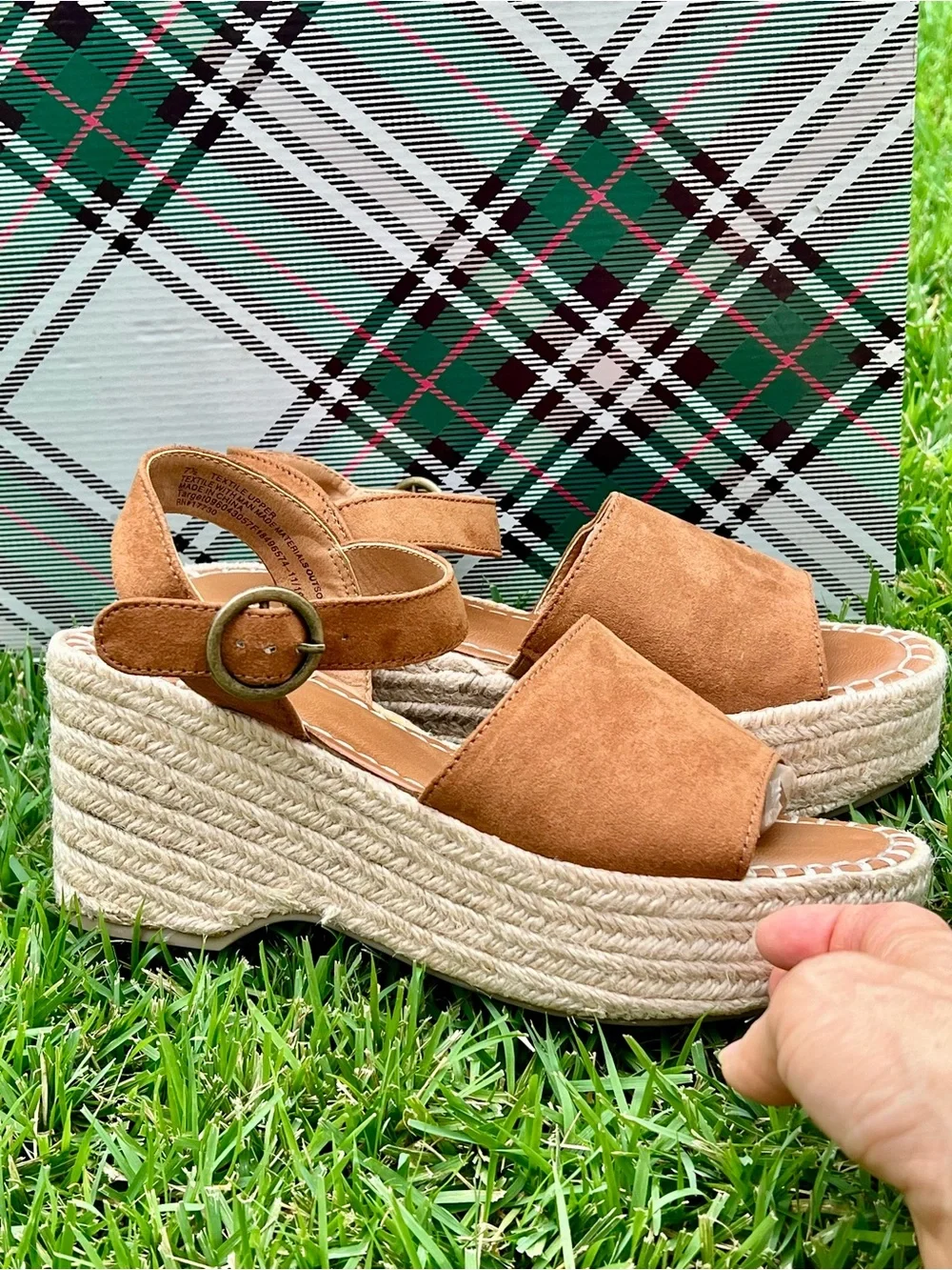 NWT Chunky Platform Wedge Espadrilles Tan brown Morgan 7.5 retro 70’s chunky